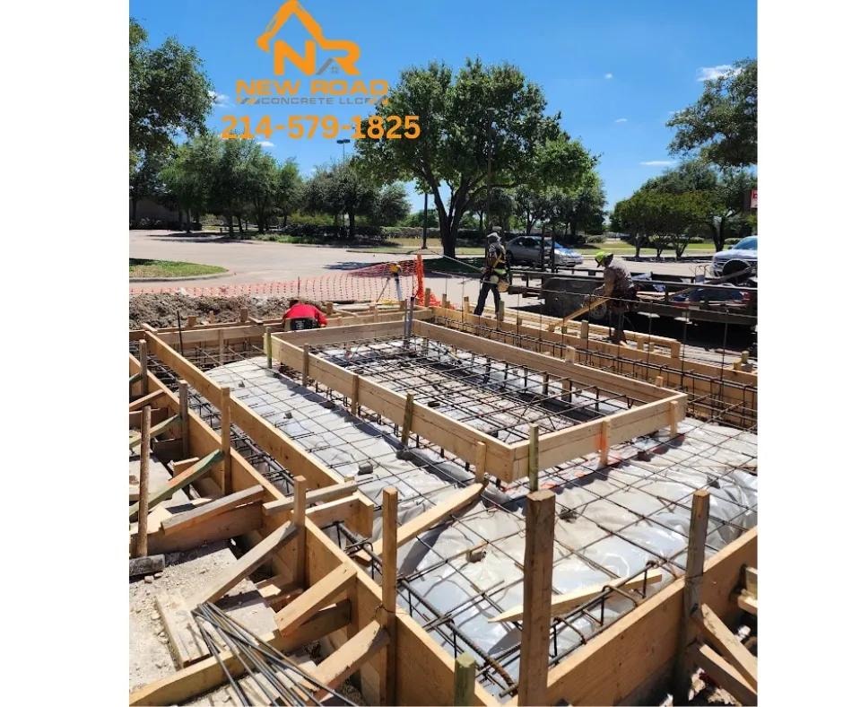 New Road Concrete foundation formwork and rebar